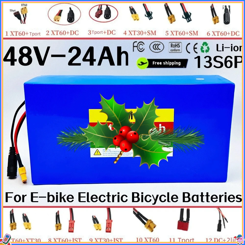 

2025 13S6P 48V 24000mAh/24Ah Li-ion Battery Pack， 2000W Citycoco Motorized Scooter Battery Built In 50A BMS