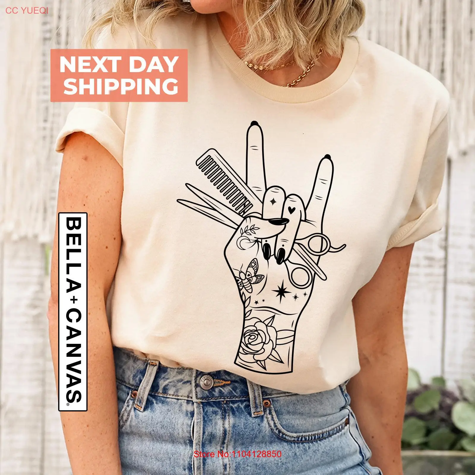 

Hair Dresser Rock Hand T Shirt Woman Stylist Salon Life Cool Hairdresser Girl Beautician long or short sleeves