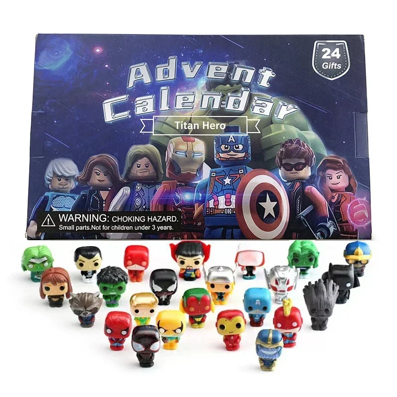 Disney Marvel Figure Advent Calendar Box PVC Model Christmas  Anime Figure Spiderman Iron Man Kids Toys