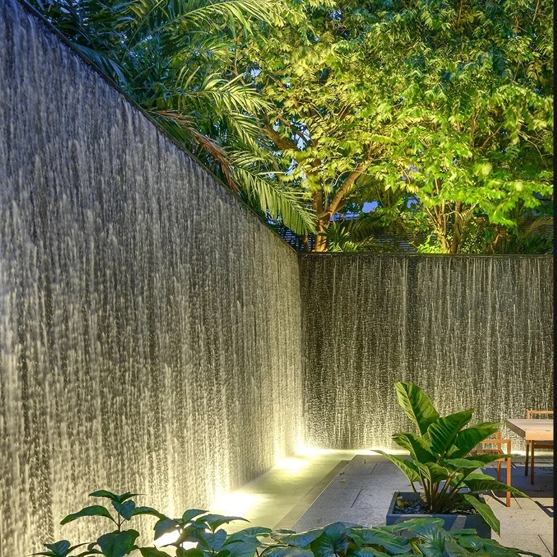 Maßgeschneiderter Edelstahl-Wasserfallbrunnen für den Außenbereich, Garten, Wandmontage, Schwimmbad, Wasserfall-Anschluss, Spillway-Teich