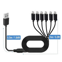 1 to 6 Micro USB Multi Charging Cable USB A 2.0 to 6 Micro USB Splitter Cable for Android Phone Tablet Players and More Device