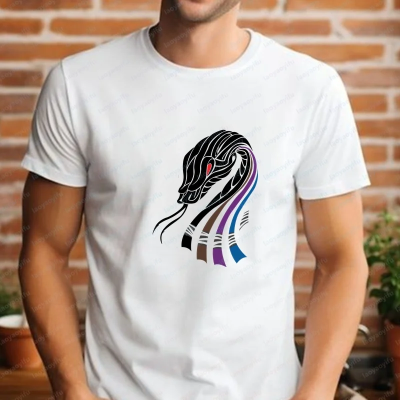 BJJ Snake Belts for Jiu Jitsu Men's T-Shirts and Tank Tops - Summer Trendy Harajuku Short-Sleeved Shirts Suitable for Jiu Jitsu
