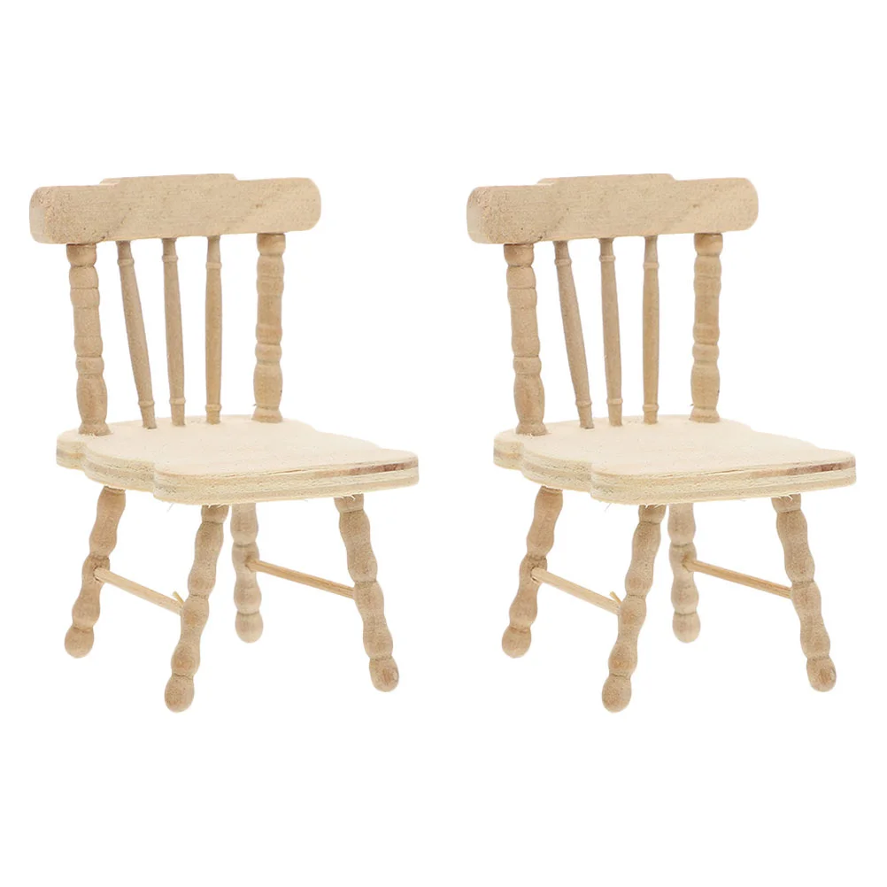 

2 Pcs Chair Mold Furniture Toys Miniature Scene Models House Decor Decorate Wooden Micro DIY Accessories
