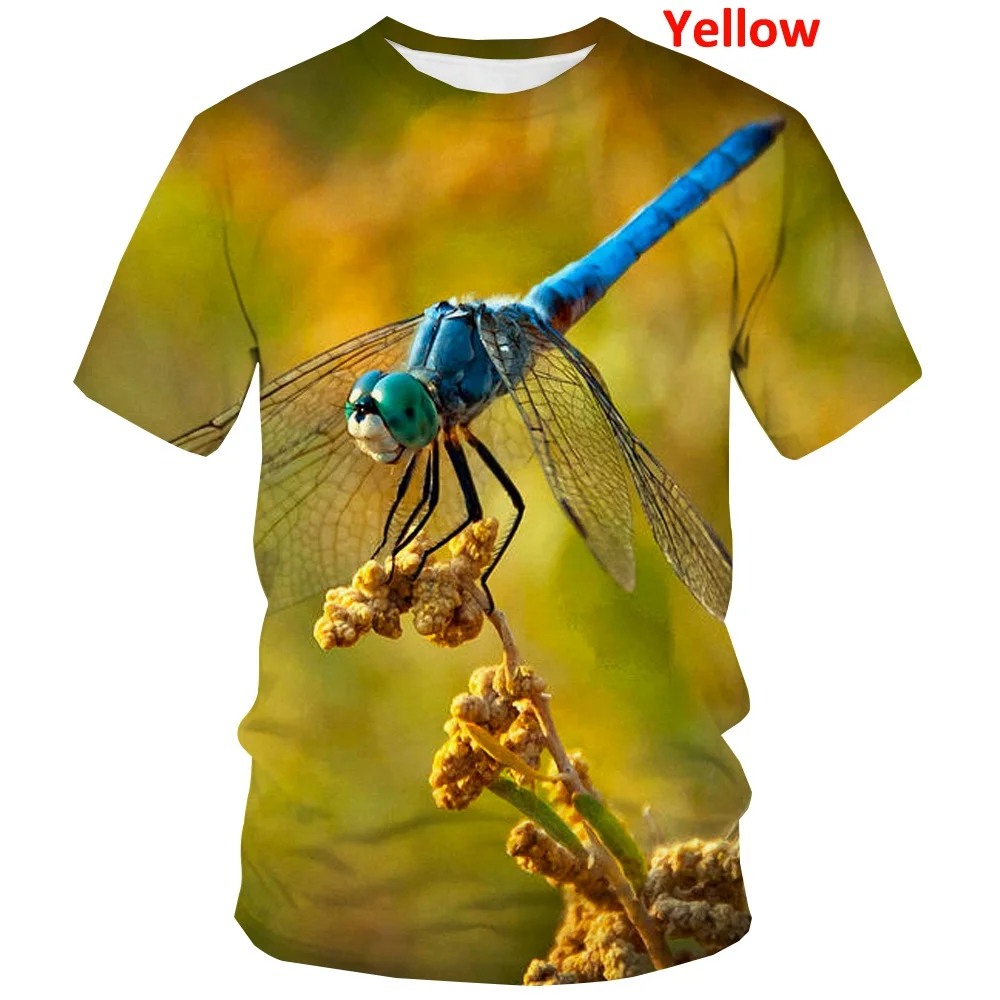 

2022 Summer Men/Women Dragonfly Print Short Sleeve T-Shirts Unisex New Fashion Animal Tops