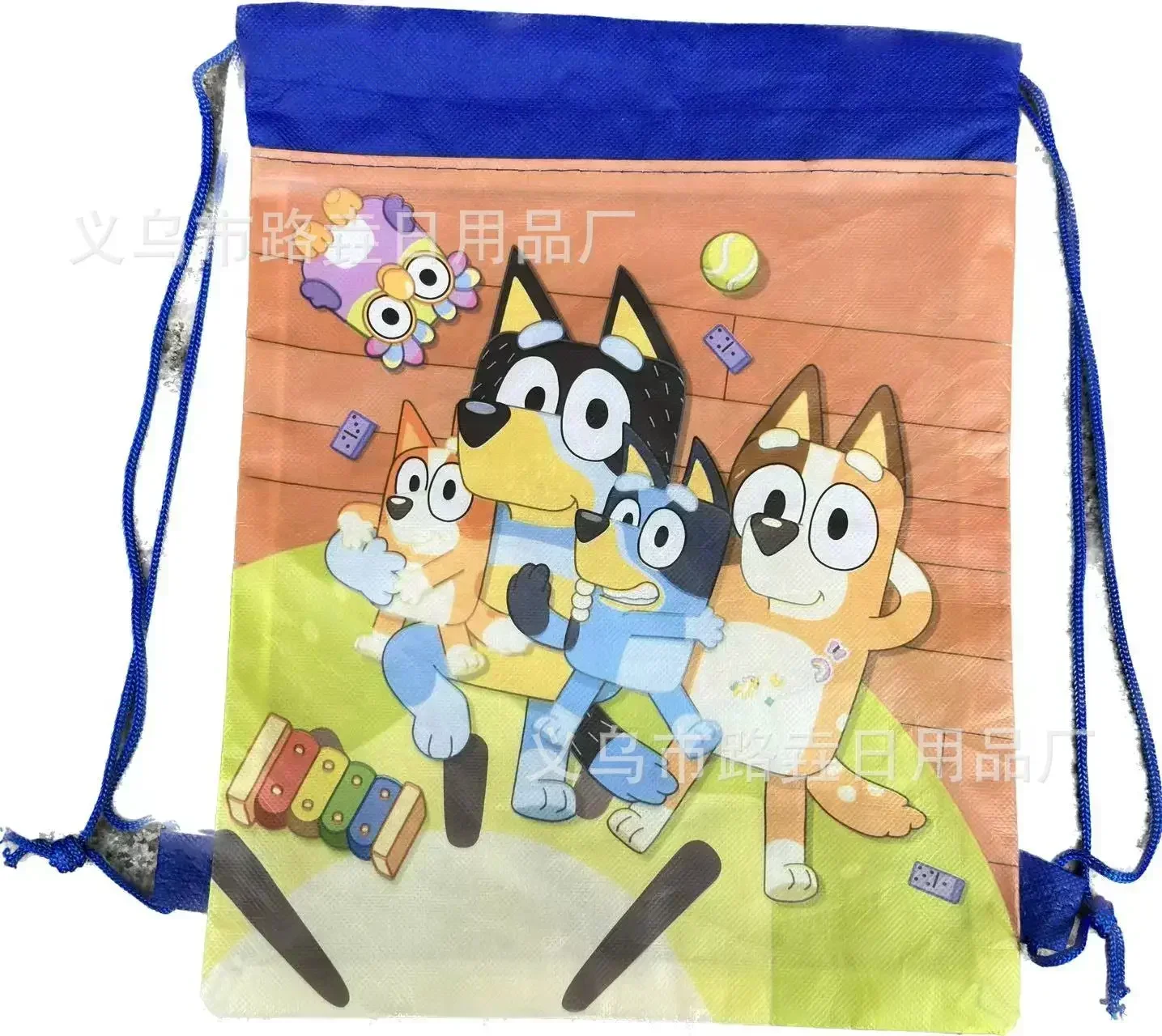 Cartoon Bluey Bingo Family Bundle Pocket Drawstring Bags Student Portable School Bags Outdoor Backpack Kids Birthday Gifts 1pcs