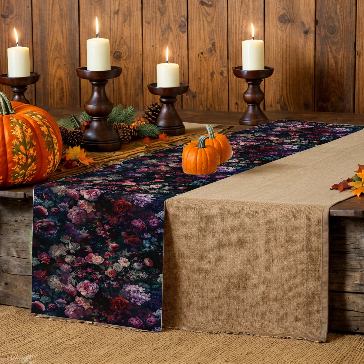 

Watercolor Flower Table Runner Kitchen Dining Table Decoration for Indoor Outdoor Home Table Runners Washable Dining Long Cloth