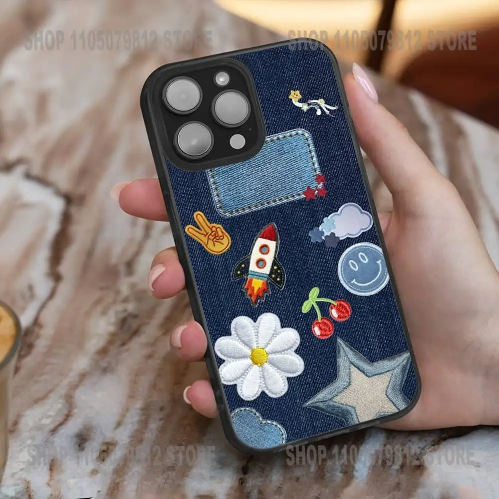 Funda de teléfono con estampado vaquero Jeans para iPhone 17,16,15,14,13,12,11,X,Plus,Pro,Max,Mini carga inalámbrica magnética suave Magesafe