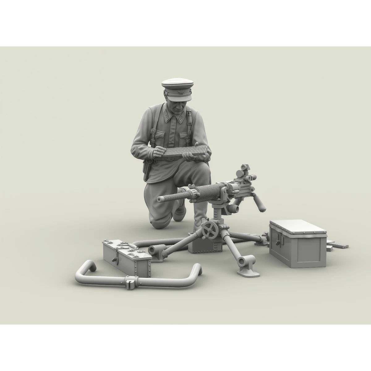 1/35 unbemalter Resin-Modellbausatz, Leutnant der Roten Armee mit gefangener Maschinengewehr, unmontiert und unbemalt GK