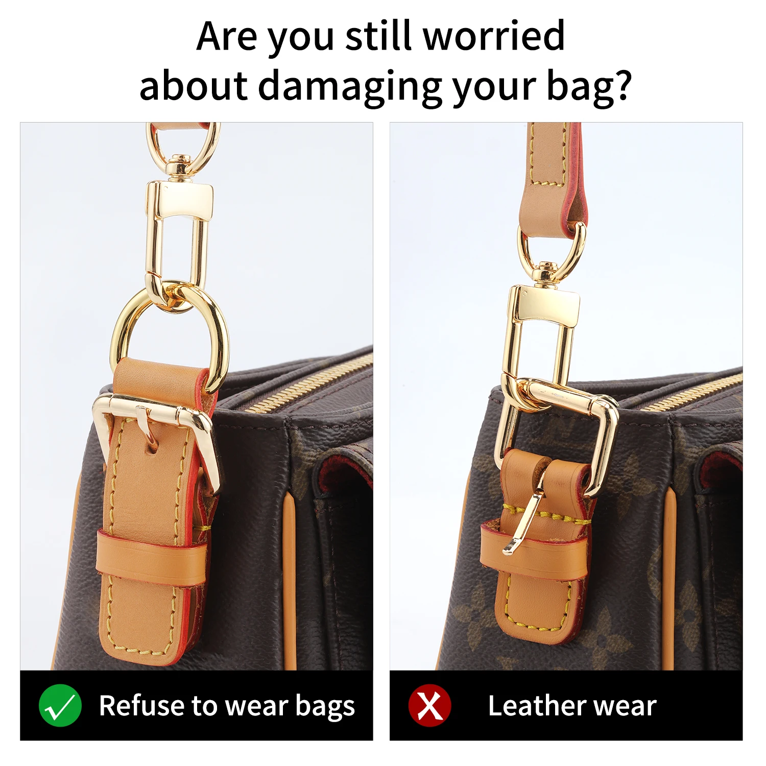 WUTA Bag Strap Transformation for LV Viva Cite Handbag Strap Buckle, Leather Protection Anti-wear Buckle Bag Accessories