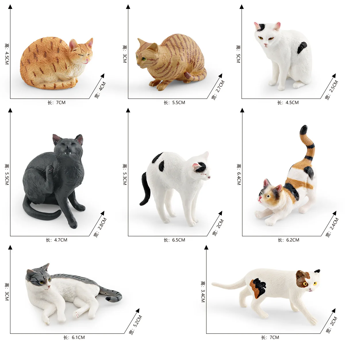 Solid Simulation Pet Cat Animal Model Cute Orange Farm Cat Figurine Desktop Decoration Mini Pet Cat Statue Ornament