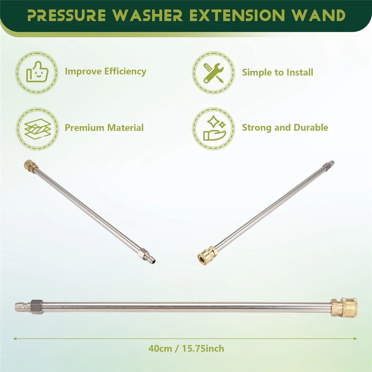 Adaptateur de nettoyeur haute pression, extension de nettoyeur haute pression, acier inoxydable 17 ", 1/4", allergique rapide, buse de nettoyeur électrique, le plus récent