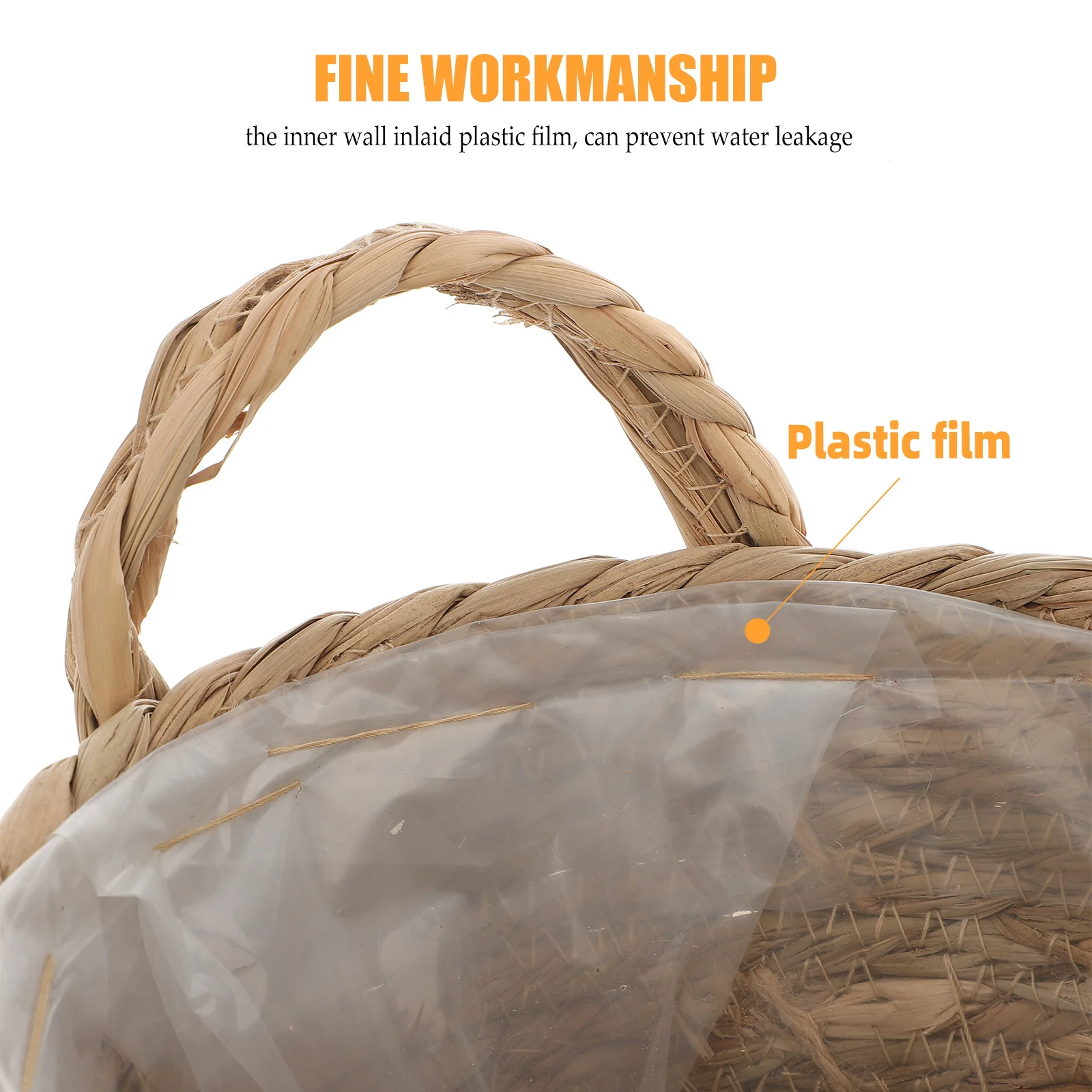 

1Pcs Tall Seagrass Planter Basket 20Cm Vintage Style Flowerpot with Inner Plastic Tray Perfect for Faux Plants and Desktop