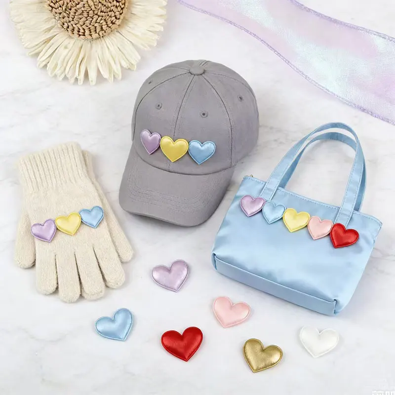 100 Stück 4CM Hitzegepresste Stoff-Herzapplikationen für DIY Handgemachte Haarspangen, Taschen, Hüte, Spielzeug und Stoffaccessoires – Detail 6