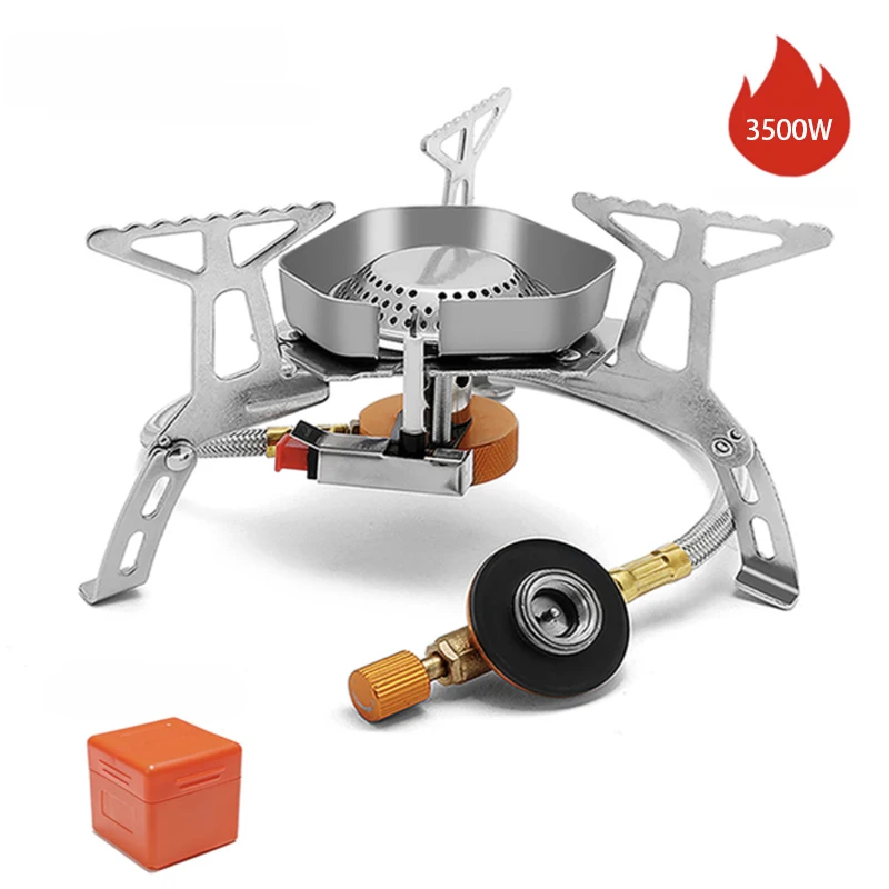 Outdoor Gas Burner Portable Wind Proof Electric burner Camping Strong Fire Flat Gas Belt Electronic Ignition Equipments Stove