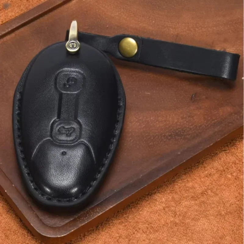 

Handmade Genuine Leather Car Key Case For Vespa GTS300 Remote Protection Cover Bag Shell Keychain Ring Holder Fob Accessories