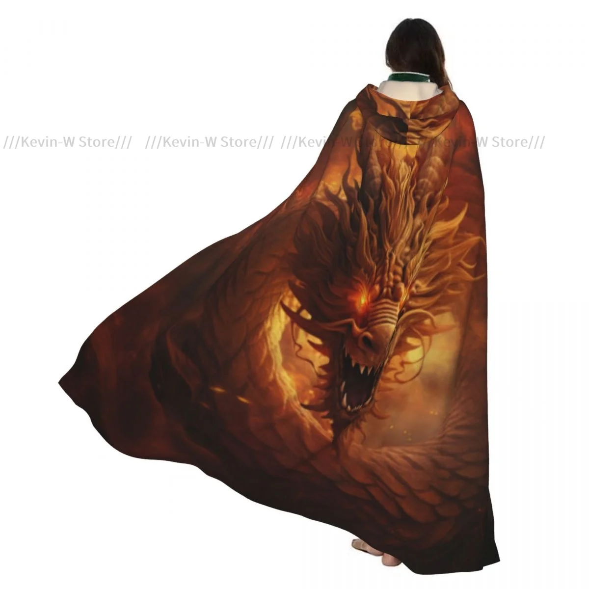 

Unisex Adult Majestic Dragon With Scales Fierce Eyes Cloak with Hood Long Witch Costume Cosplay