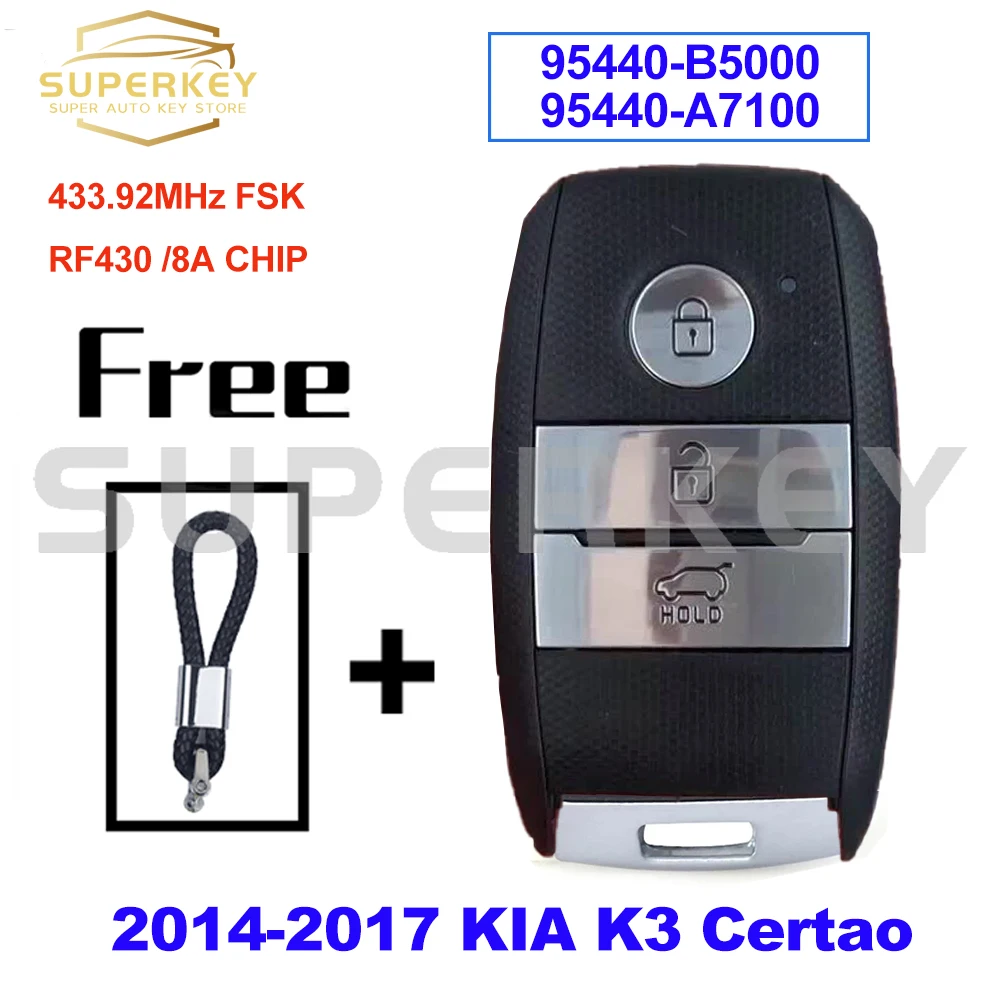 

SUPERKEY для 2014 2015 2016 2017 Kia K3 Certao 95440-B5000 95440-A7100 БЕСКЛЮЧЕВОЙ смарт-ключ для автомобиля 433,92 МГц FSK RF430 DST AES 8A чип