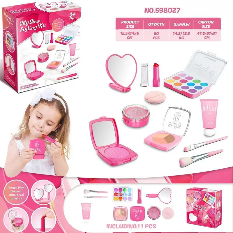 Pretend Makeup Toy Set For Girls Children's Performance Princess Role Play Toy Portable Design Princess Cosmetics Bag