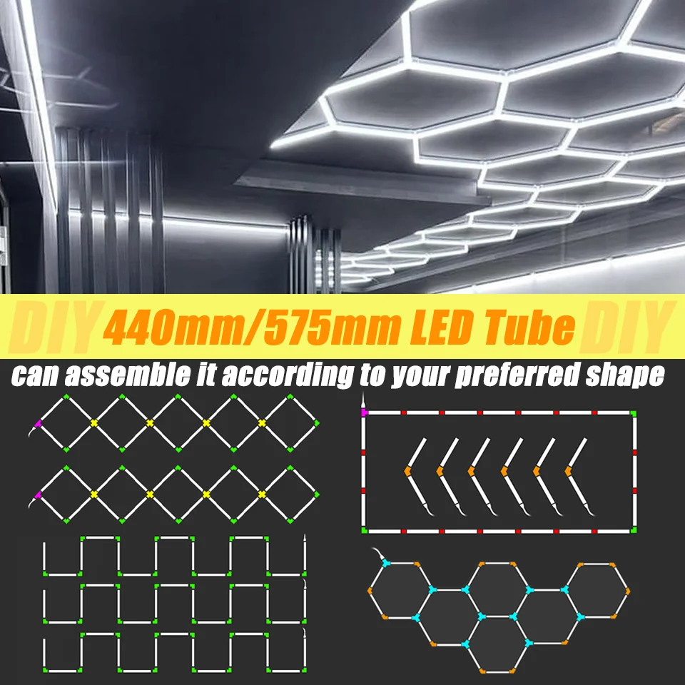 

LED Hexagon Honeycomb Car Garage Lights DIY Shape Customizable Honeycomb Ceiling Lighting AC85-265V Lighting Repair Barbershop