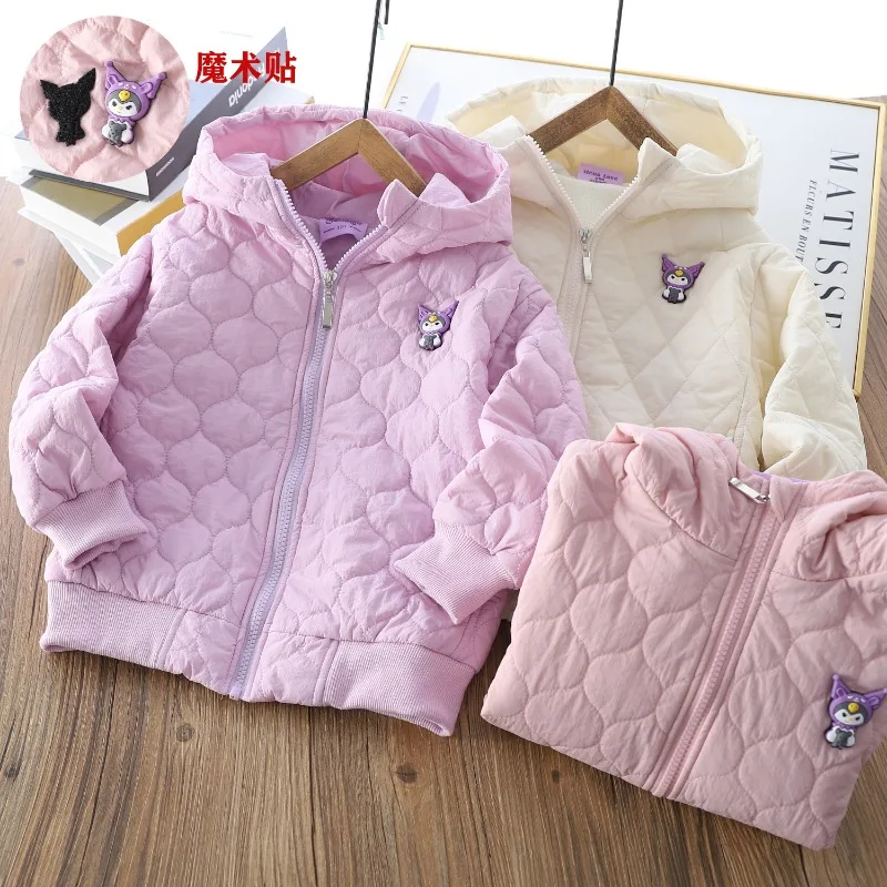 Sweet Kuromi Anime Kawaii Sanrio Ins Long Sleeve Hoodie Cute Cartoon Children Warm Jacket Coat Casual Cloth Gifts for Kids