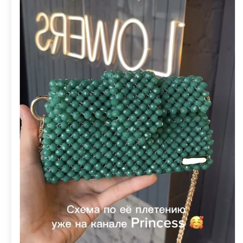 

Luxury Brand Designer's Women's Bag Made By Heavy Industry Shining Crystal Beaded Chain Single Shoulder Bags Customized Color