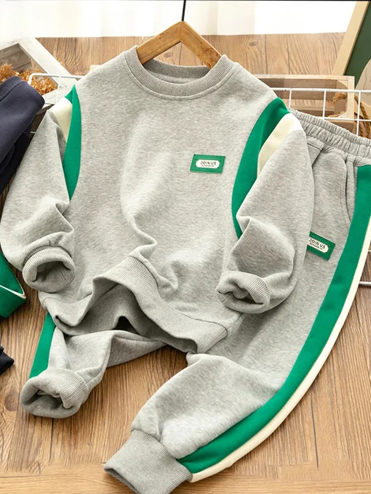 2024 New Children's Conjuntos O Neck Sweatshirts Tops And Kids Casual Sweatpants Ensembles Spring Fashion Boys Tracksuit Sets