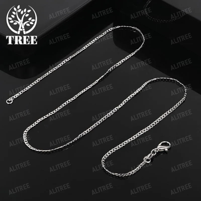 ALITREE 18K Yellow Gold Men 2mm Cuban Chain Necklaces For Woman Fine Choker Fashion Party Wedding Birthday Jewelry Gift