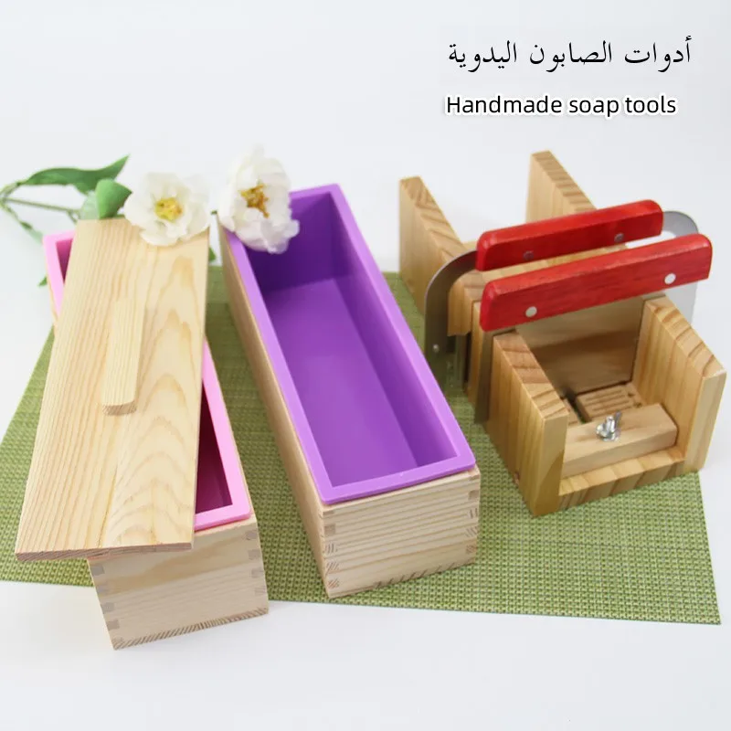 

Handmade Soap Cutting Board Soap Cutter Long Toast Soap Cold Proc Silicone DIY Tool Box Pine Wood Baking Mold Kitchen Tool