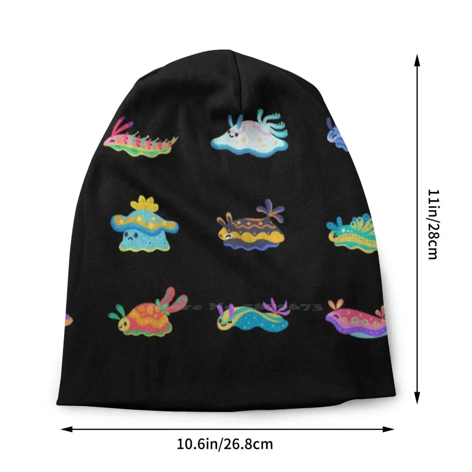 Sea Slug-Black Knitted Hat Warm Beanie Outdoor Caps Nudibranch Sea Slug Marine Life Ocean Fish Aquarium Cute Animal Kids