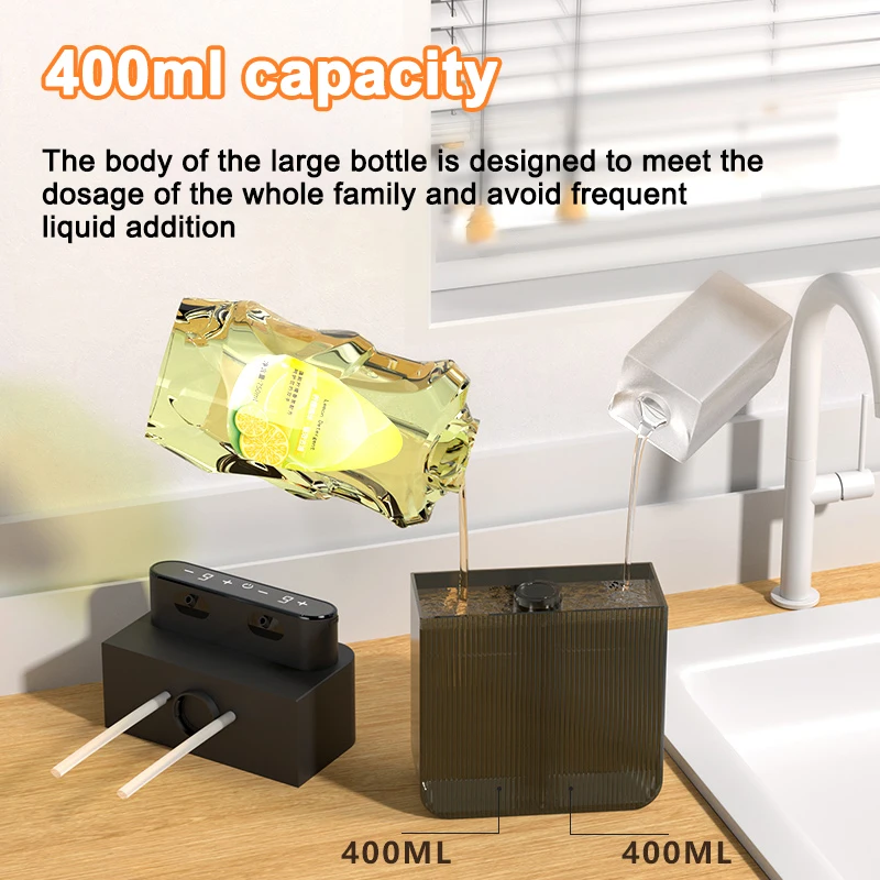 موزع الصابون الأوتوماتيكي المزدوج على الحائط، 9 مستويات، موزعات رغوة بمستشعر كهربائي بدون لمس، غسالة يدوية للحمام المطبخ