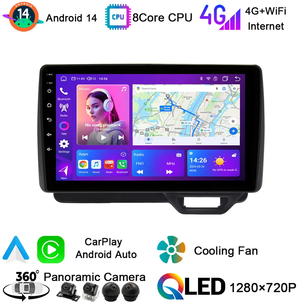 

10 "Android 14 BT Автомобильный GPS-навигатор Мультимедийный радиоплеер Стерео DSP Auto Carplay 4G SIM WiFi Для Honda N-Box JF3/4 N WGN N ONE