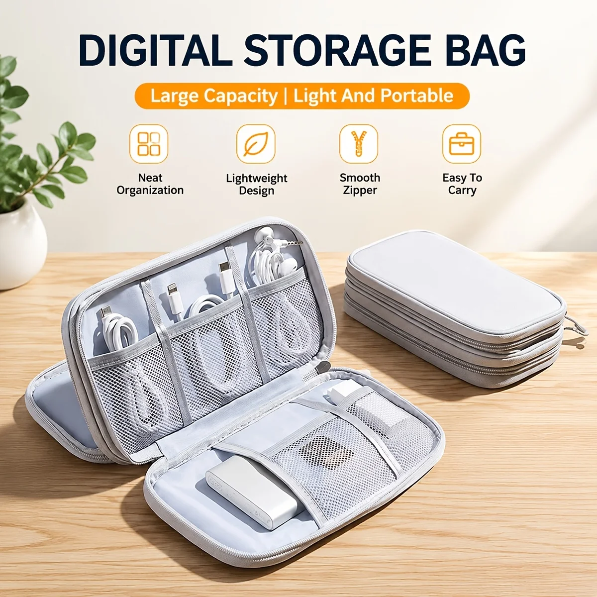 1Pc NEW Travel Organizer Bag Cable Storage Organizers Pouch Carry Case Portable Waterproof Double Layers Storage Bags Cable Cord