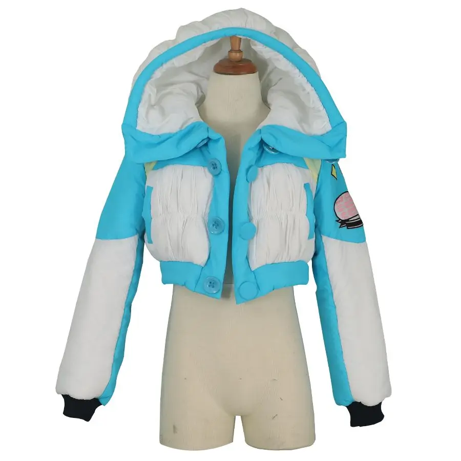 Anime DRAMAtical Murder DMMD Seragaki Aoba Cosplay Costumes Puffer Jacket Short Hooded Winter Coat for Women Men Halloween Suit view 4