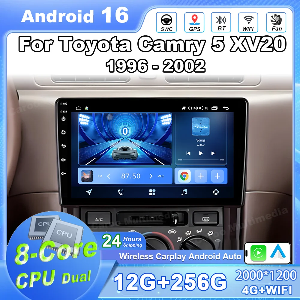 Car Radio Android 16 Android Auto For Toyota Camry 5 XV20 1996- 2002 GPS No 2din Multimedia Player Stereo Navigation Car Carplay