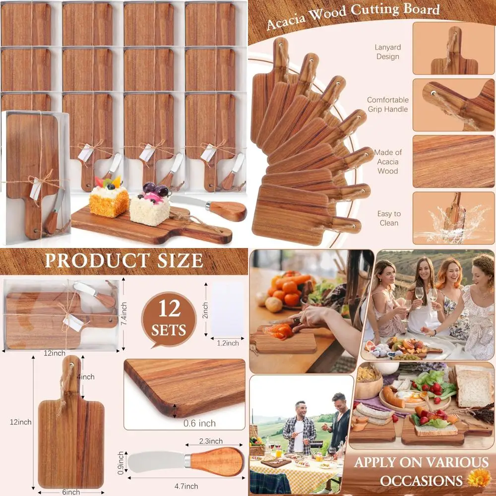 

"12-Piece Charcuterie Boards Set with Gift Boxes, Acacia Wood Boards, Mini Knife, and Bulk Kitchen Serving Accessories"