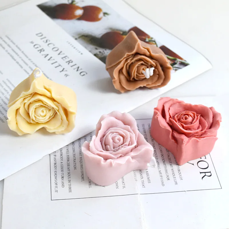 Rose Heart Candle Silicone Mold DIY Flowers Shaped Candle Making Soap Resin Chocolate Mold Handmade Craft Tools Valentine's Gift