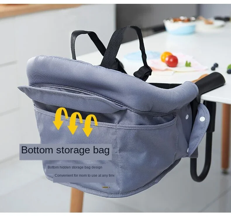 Silla portátil de alimentación para bebés, asiento de cinco puntos con cinturón de seguridad, elevador de comedor, cubierta de asiento con gancho