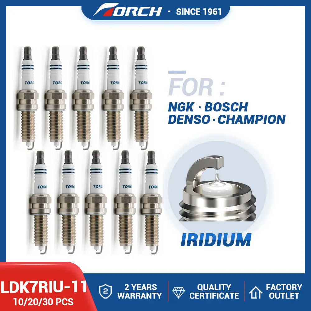 

10-30PCS China Original Car Iridium Spark Plugs TORCH LDK7RIU-11 Candles with U-shaped Groove Automobile Parts