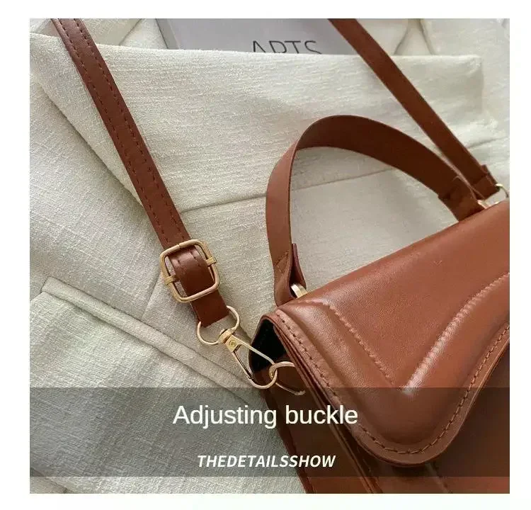 Hochwertige PU-Leder-Handtasche, Damen-Umhängetasche, einfarbig, Schultertasche, Crossbody-Tasche, kleine Tragetasche für Damen und Mädchen – Detail 4