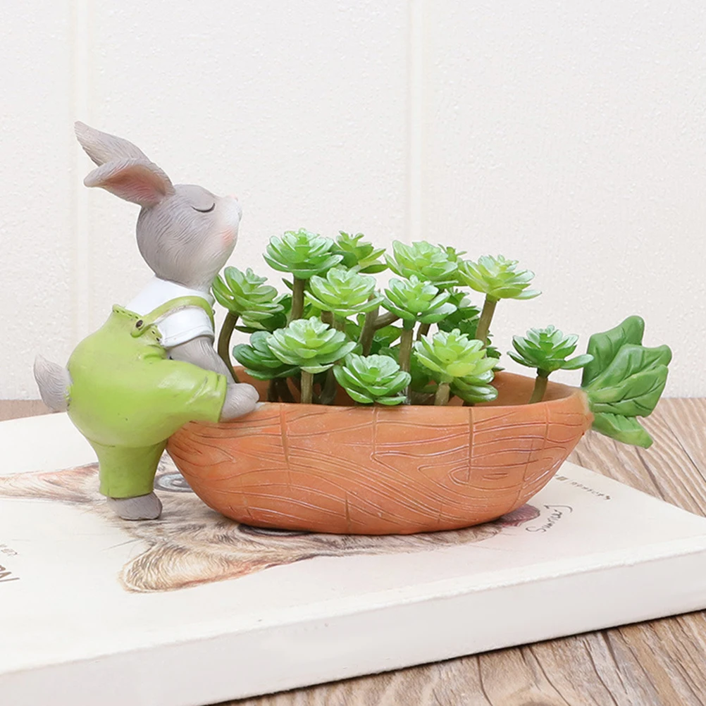 

2 Pcs Plant Pot Indoor Rabbit Planter Pots Shaped Succulents Cute Resin Flower Flowerpot
