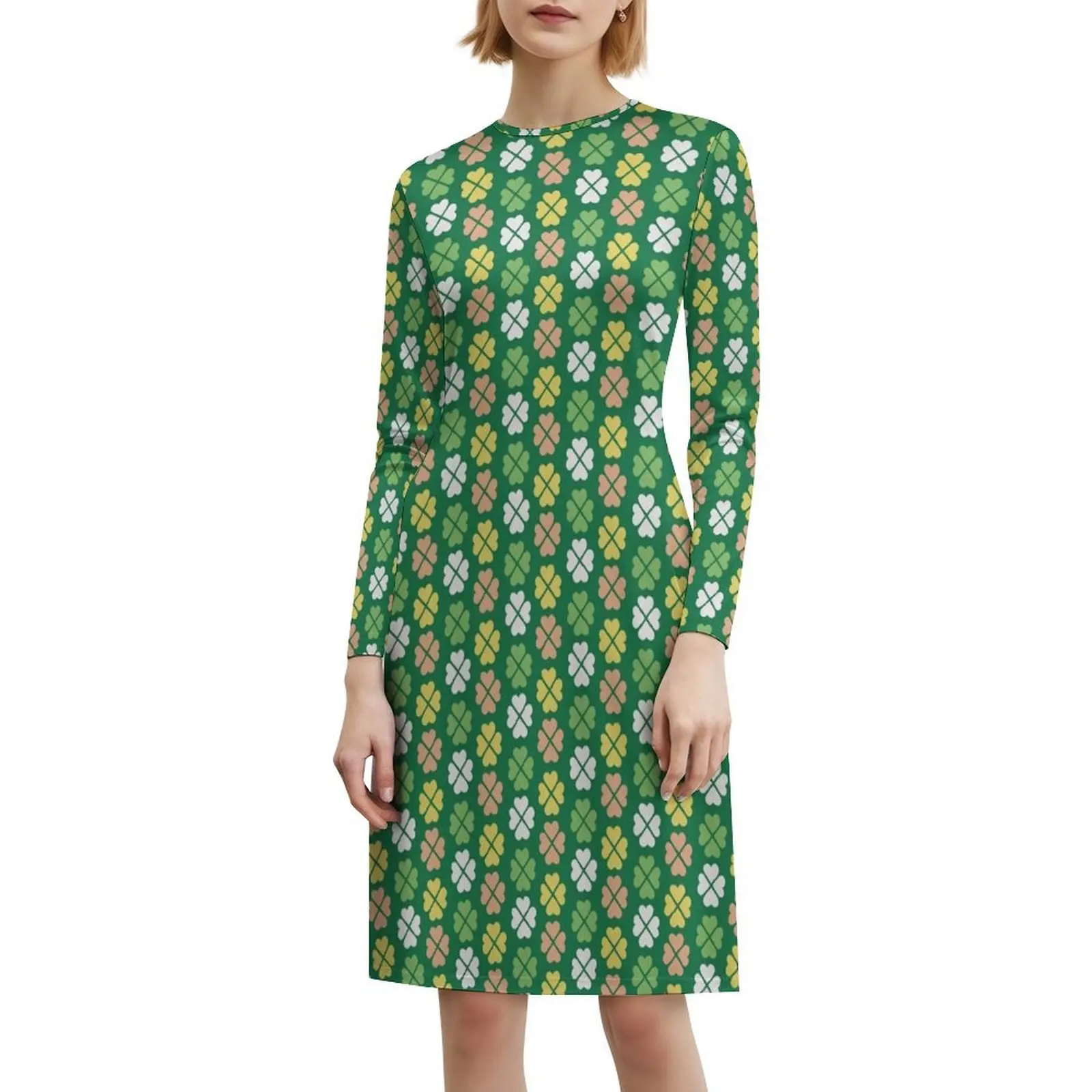 فستان محظوظ أخضر أصفر شامروكس بأربع أوراق البرسيم بوهو شيك أنيق موضة شاطئ حفل زفاف ثوب الاحتفال سعيد سانت