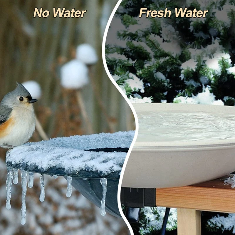 Stronger Power 60W Bird Bath Heater, Birdbath Deicer With Thermostatically Controlled & Auto Shut