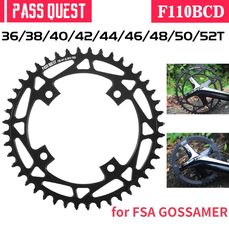 PASS QUEST 4 Bolts F110BCD Bicycle Chainring Round Narrow Wide Teeth Sprocket 36T-52T for FSA Gossamer Sprocket Bicycle Parts