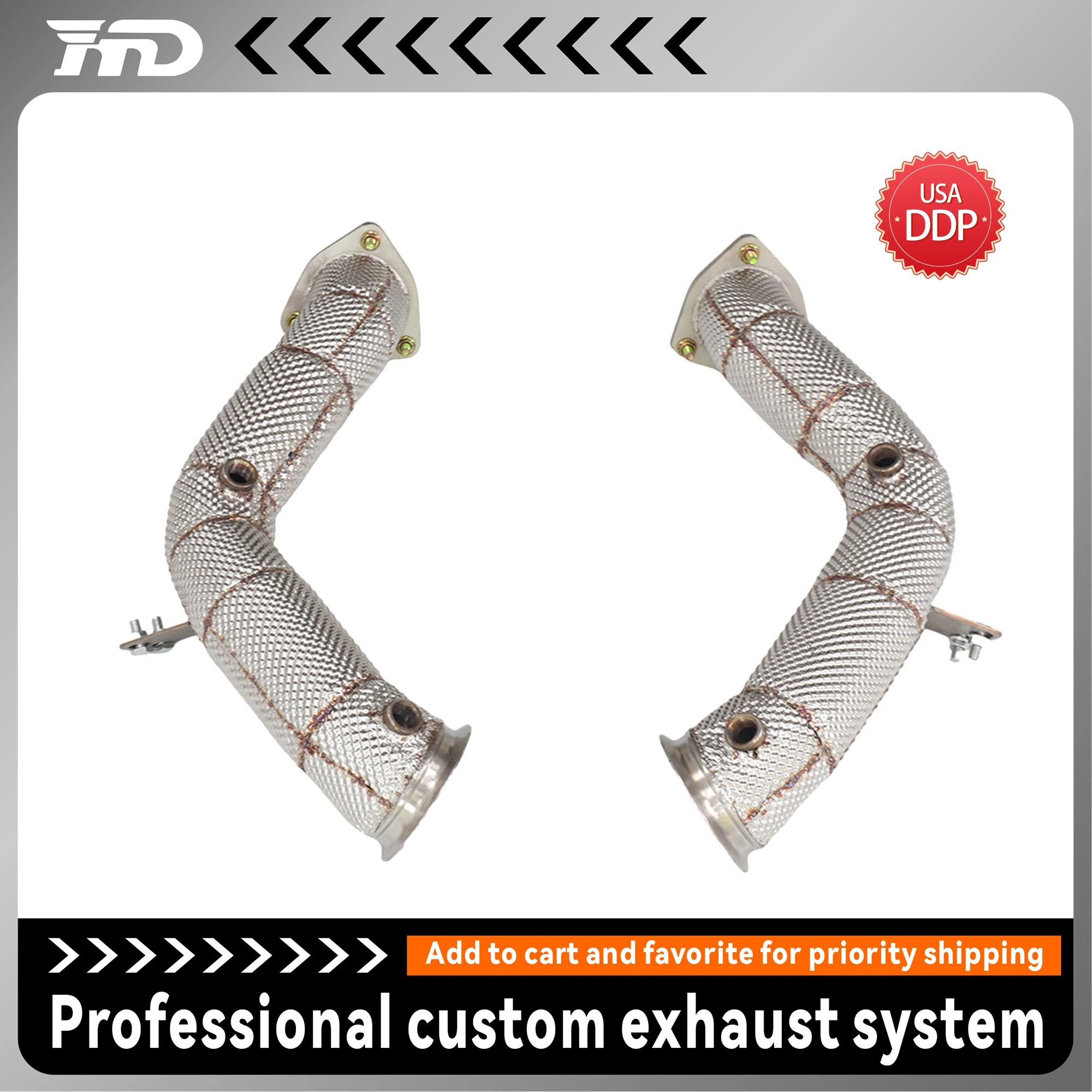 

HMD Exhaust System High Flow Downpipe for Aston Martin DBX 4.0T With Heat Shield Competition Racing Pipe