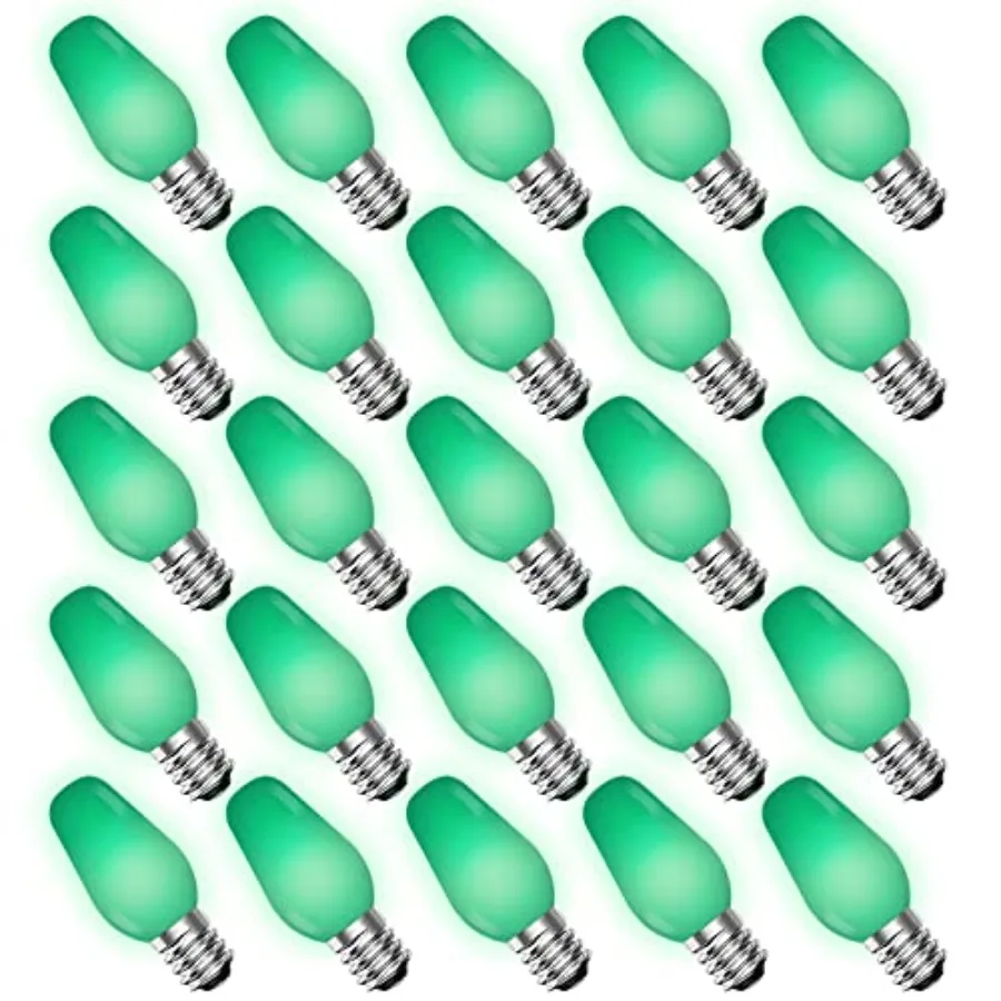 

25-Pack C7 LED Replacement Light Bulbs for String Lights, 0.5W, Shatterproof Colo Candelabra Bulb, Enclosed Fixture Rated, UL,