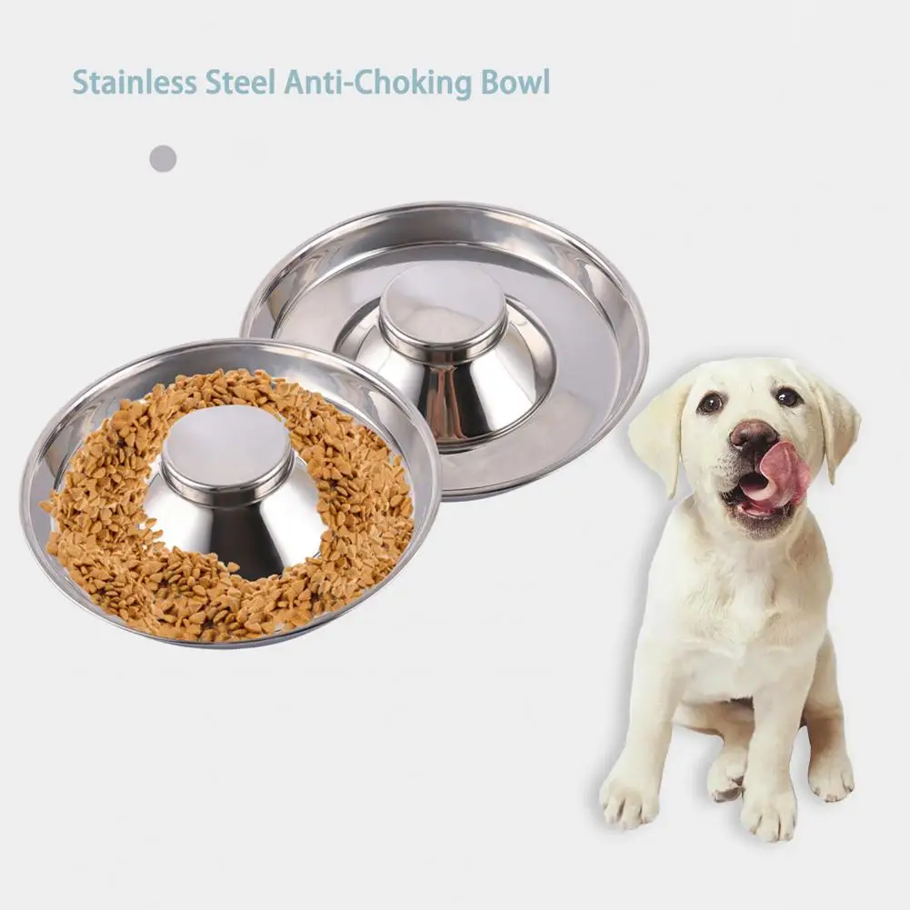 

Slow Food Bowl Stainless Steel Rounded Edges Stable Slow Food Large Cat Dog Bowl Feeding Water Feeder for Water Feeding