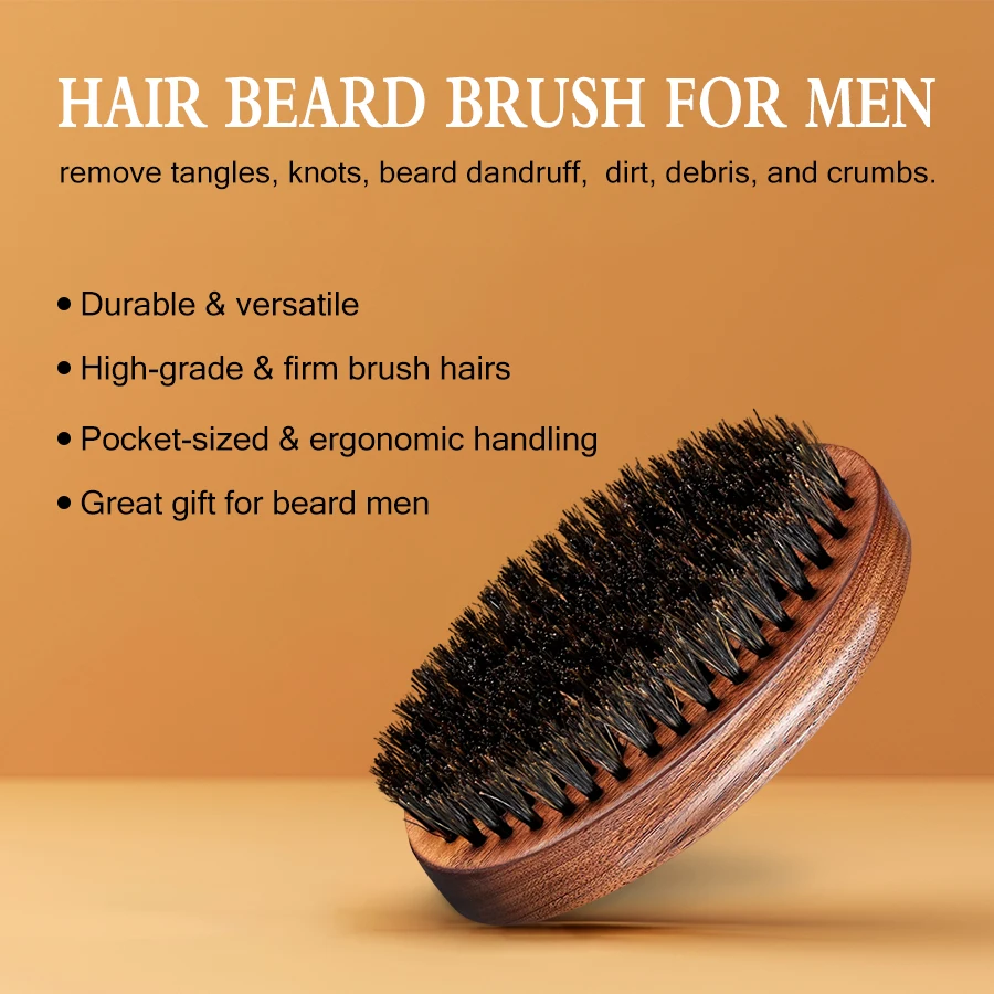 GOIPLE Men's Beard Brush Premium Wooden Grooming Styling Brush Daily Beard Smoothing & Detangling Tool Facial Hair Shaping Comb