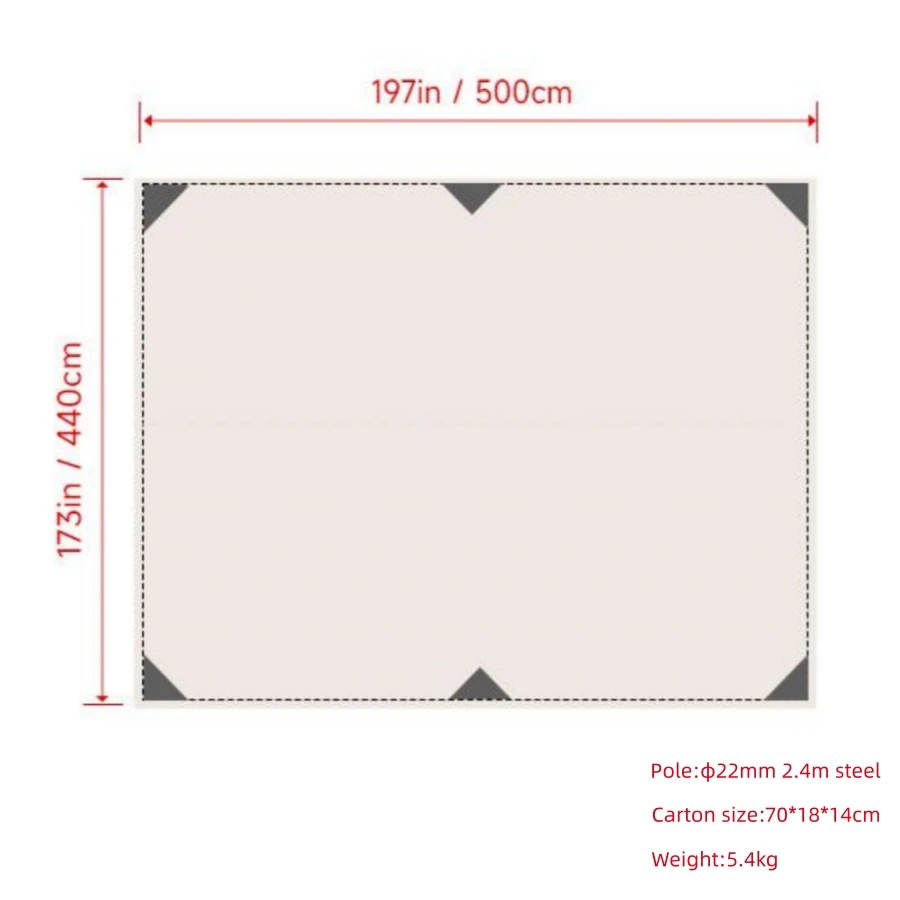 Wholesale Large Silver Coated Camping Tarp With 8 D-Rings Portable Durable Waterproof Sun Shelter For Family Leisure
