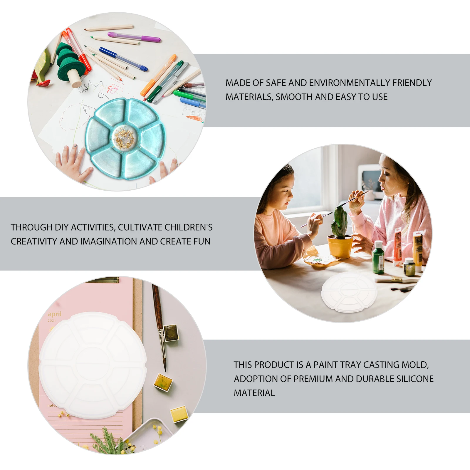 

Creative Silicone Pigment Tray Casting Pallet Mold Paint Tray Mold For Diy Resin Crafts Color Mixing Board Tool Light Weight