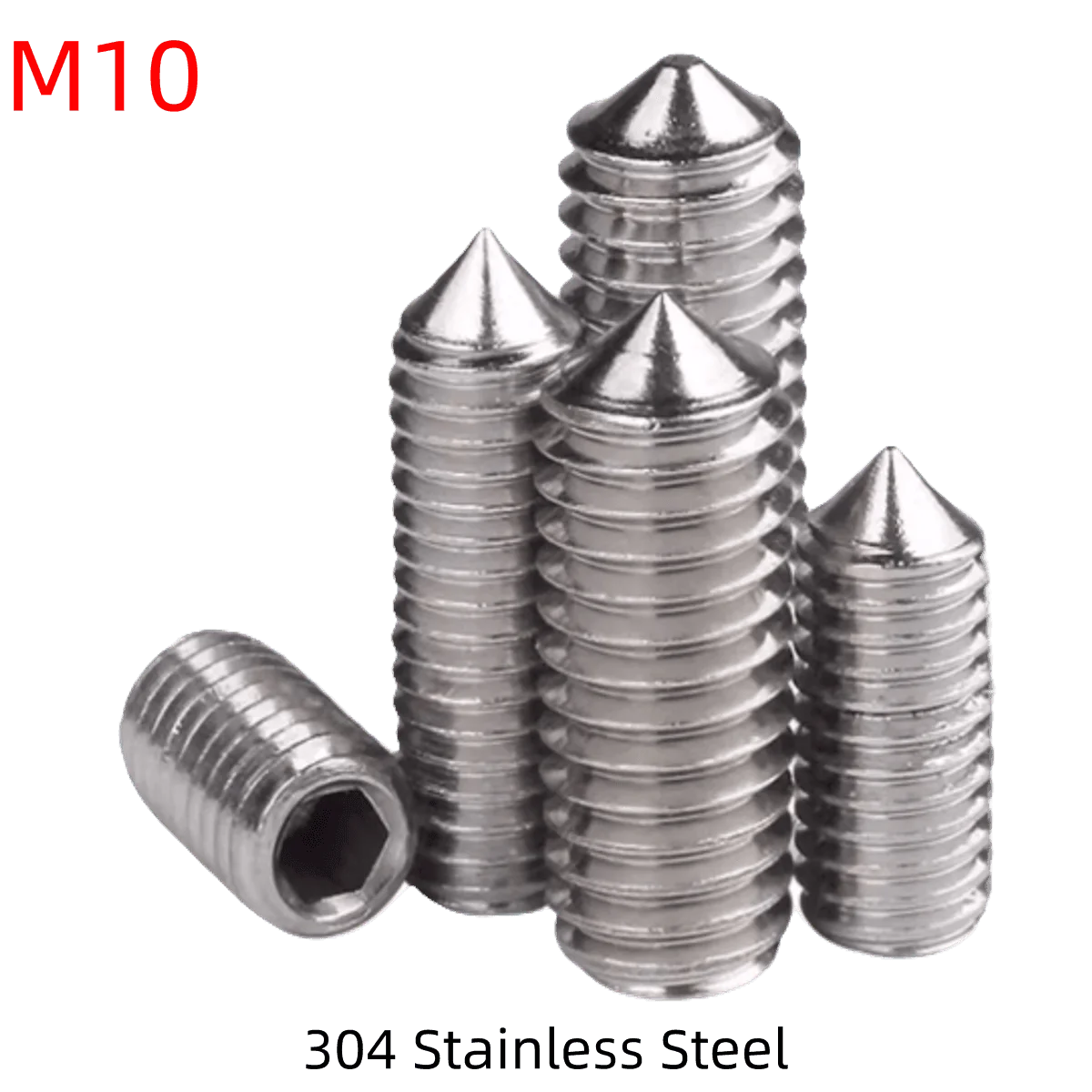 M10 Metrisch 304 Roestvrij Staal Inbusbout Hex Socket Kegelpunt Set Schroeven Taps toelopende Koploze Bouten DIN 914
